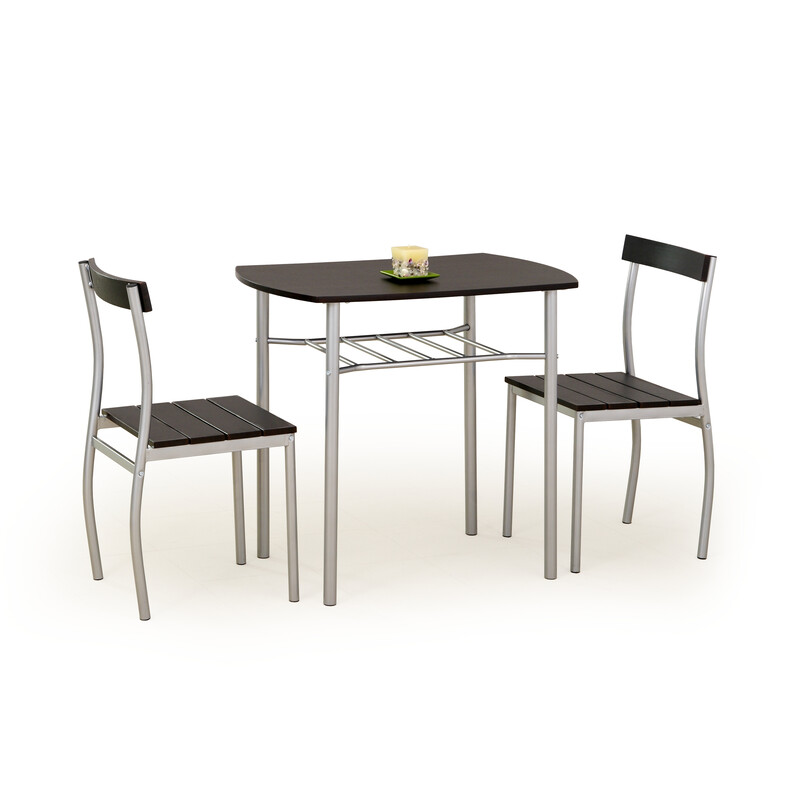 LANCE garnitúra (asztal + 2 szék), négyszögletű, szín: wenge