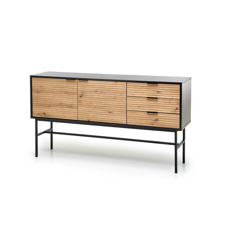 MURANO KM-1 komód, szín: artisan tölgy/fekete